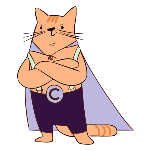 Superhero cat posing cartoon