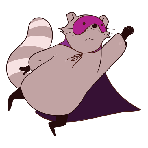 Raccoon with cape flying cartoon
