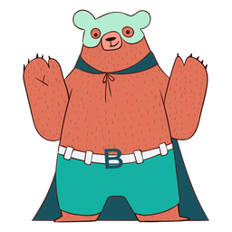Héroe de oso con dibujos animados de capa Diseño PNG