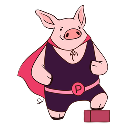 Porco herói com capa de desenho animado Desenho PNG