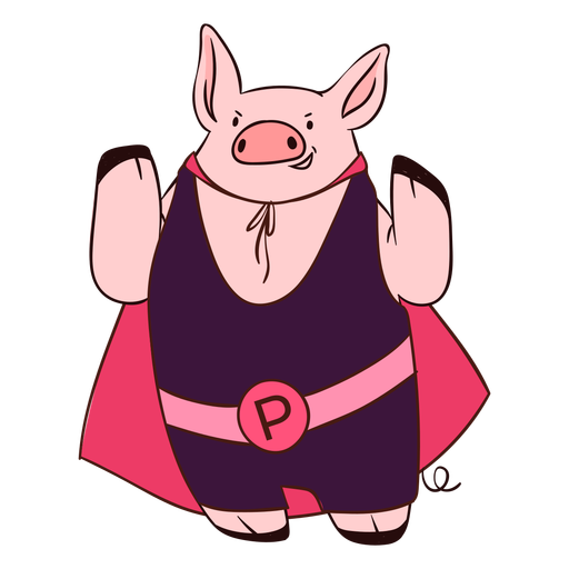 Dibujos animados de superhéroe de cerdo