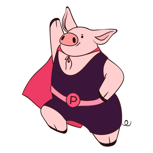 Pig hero cartoon PNG Design