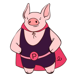 Pig with cape cartoon PNG Design