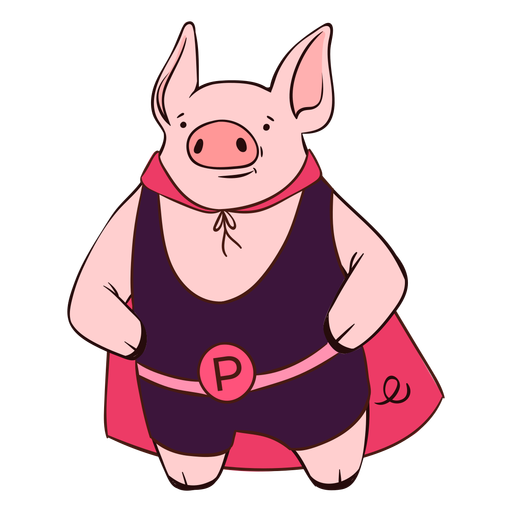 Dibujos animados de cerdo con capa Diseño PNG