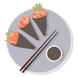 Sushi temaki food plate PNG Design