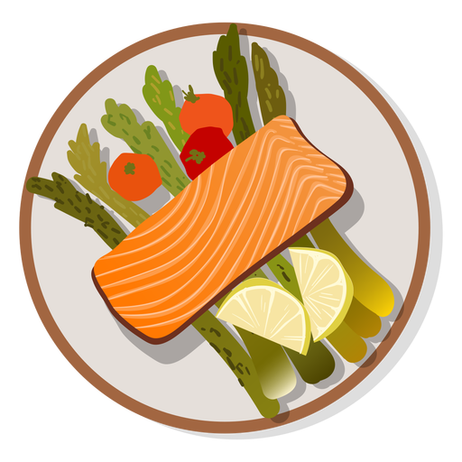 Salmon and salad meal PNG Design