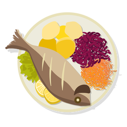 Fish And Salad Illustration PNG & SVG Design For T-Shirts