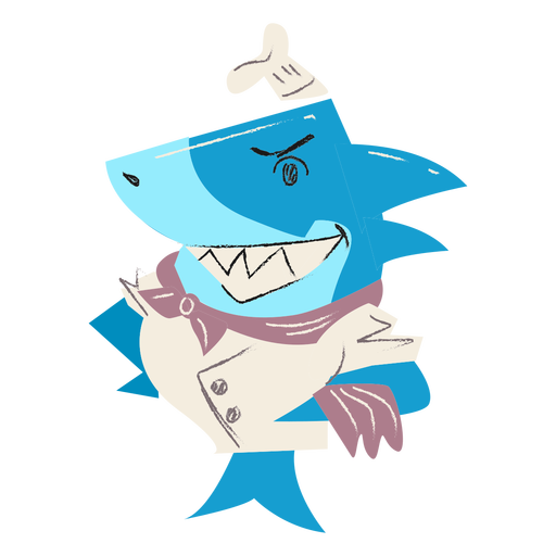 Shark chef flat character PNG Design