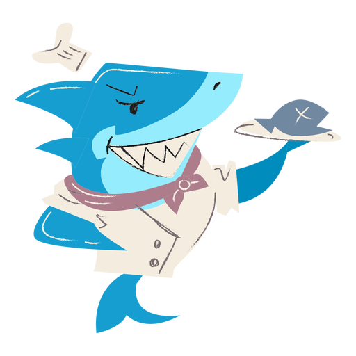 Shark cooking fish plate character PNG Design