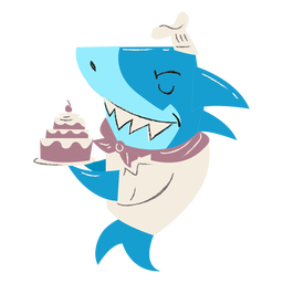 Personagem de bolo de padeiro de tubarão Desenho PNG