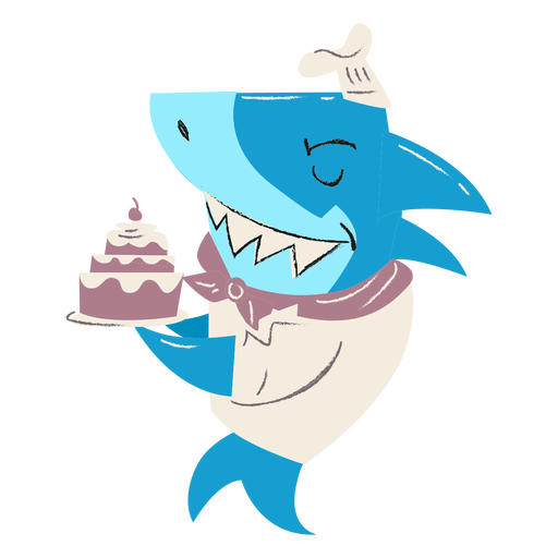 Hai-Bäcker-Kuchen-Charakter PNG-Design