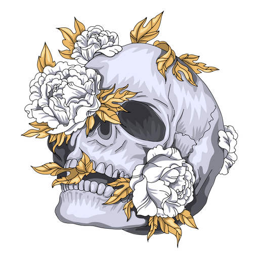 Leaning skull flowers illustration - Transparent PNG & SVG vector file