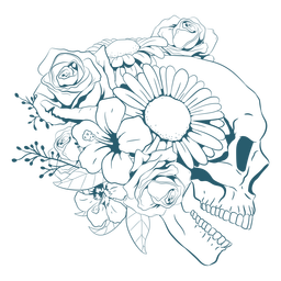Linha de arte floral do crânio do perfil