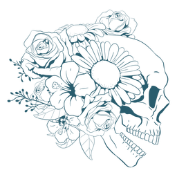 Profilblumenschädel-Linienkunst PNG-Design