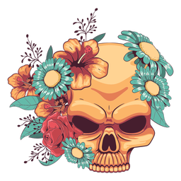 Floral Skull Ornamented Illustration PNG & SVG Design For T-Shirts