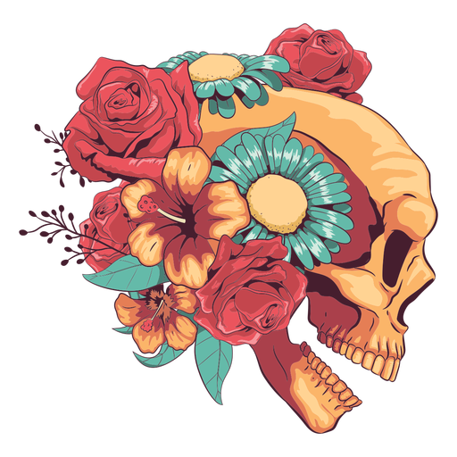 Profile floral skull illustration