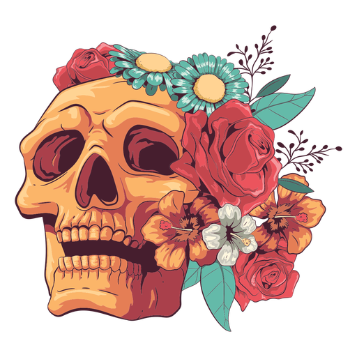 Buscando ilustración de cráneo floral Diseño PNG
