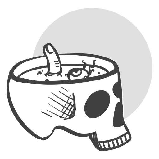 Doodle espeluznante de cráneo abierto Diseño PNG