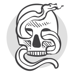 Serpiente, dentro, cráneo, garabato Diseño PNG