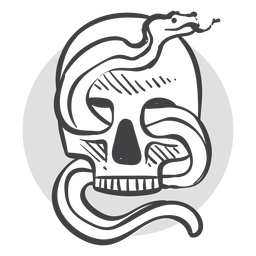 Snake inside skull doodle PNG Design