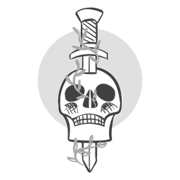 Espada en doodle de calavera Diseño PNG