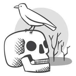 Skull crow doodle PNG Design