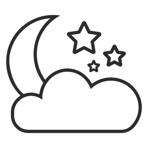 Luna y estrellas del cielo nocturno Diseño PNG