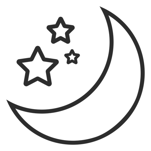 Moon and stars stroke PNG Design
