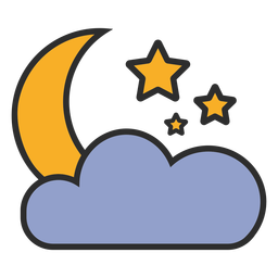 Trazo de color de luna y nube Diseño PNG