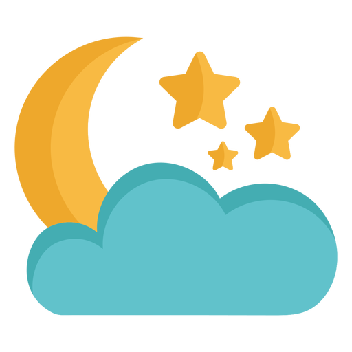 Luna y estrellas cielo plano Diseño PNG
