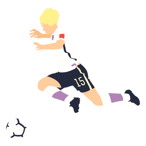 Male soccer player kicking flat PNG Design