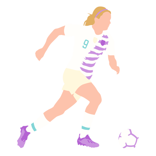 Mulher jogadora de futebol chutando plana Desenho PNG