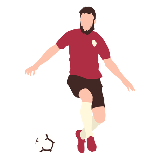 Male soccer player kicking ball flat PNG Design