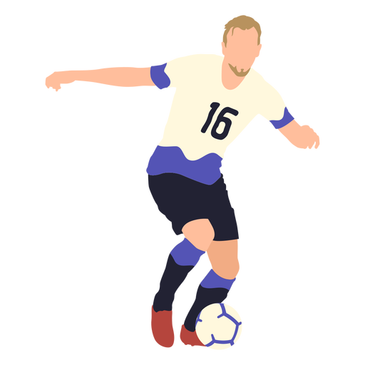 Soccer player playing flat PNG Design