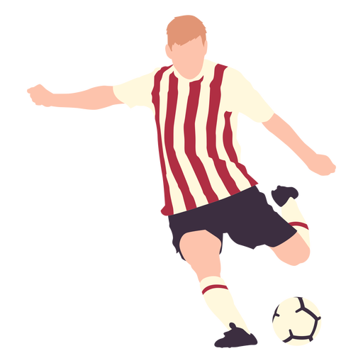 Soccer player kicking football flat  PNG Design