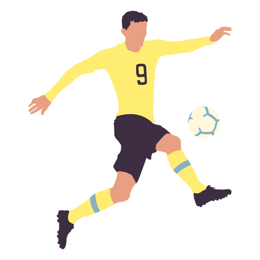 Male player kicking football flat - Transparent PNG & SVG vector file