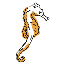 Doodle de animales marinos de caballito de mar Diseño PNG