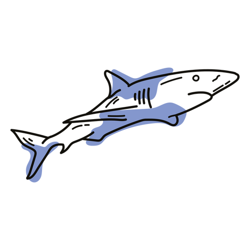 Doodle de animales marinos de tibur?n Diseño PNG