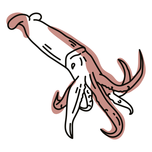 Squid sea animal doodle PNG Design