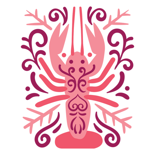 Swirly lobster composition PNG Design