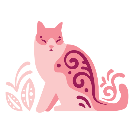 Swirly cat composition PNG Design