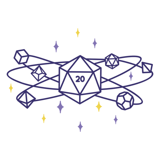 Astral rpg dice stroke PNG Design