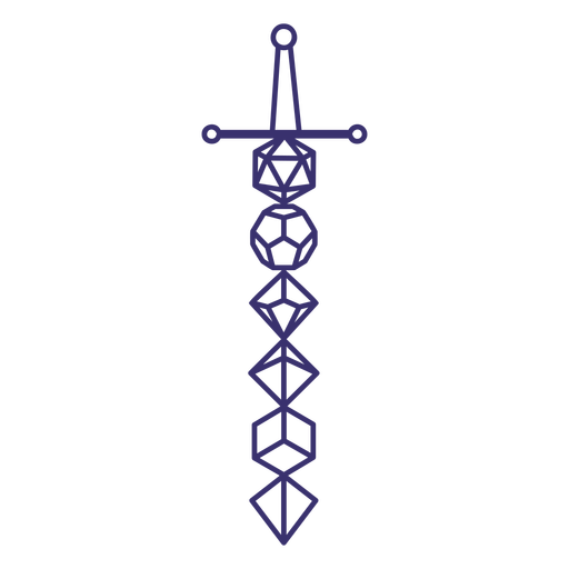 Polyhedral dice sword stroke PNG Design