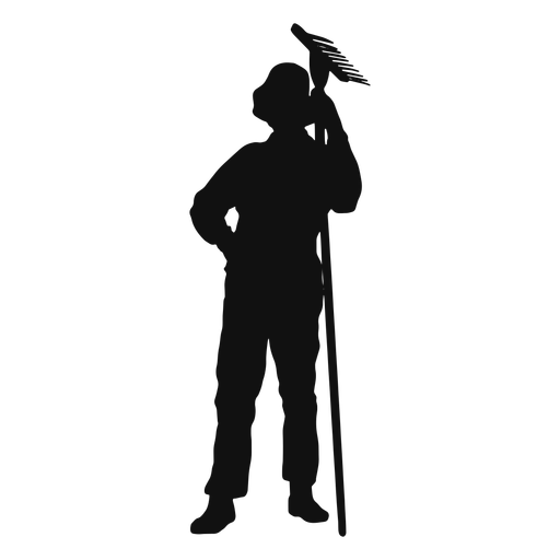 Farmer holding rake silhouette PNG Design