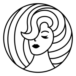 Insignia de cara de dama de trazo frontal Diseño PNG