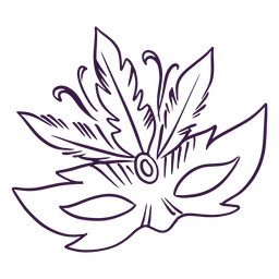 Mardi gras hand drawn mask with feathers PNG Design