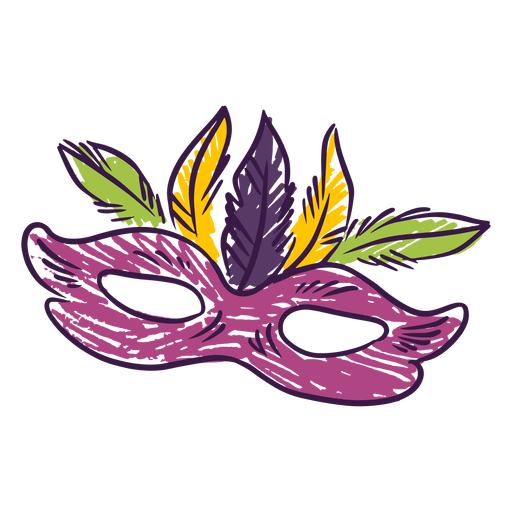 Mardi gras colored hand drawn mask  PNG Design