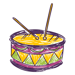 Doodle de instrumento musical de bateria Desenho PNG