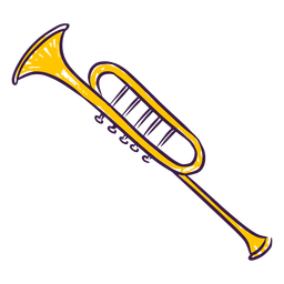 Hand drawn colored trumpet