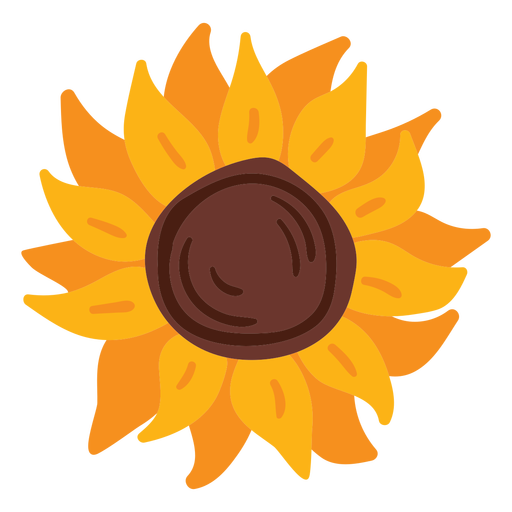 Sunflower bloom flat PNG Design